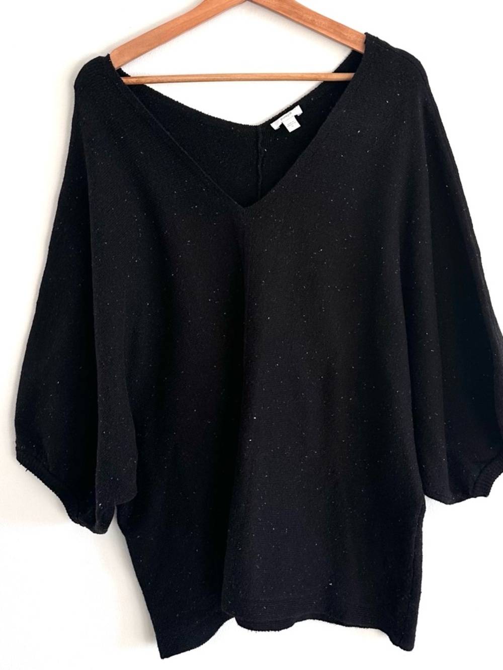 J. Jill pure Jill cotton blend soft speckled black sweater double V-neck XL
